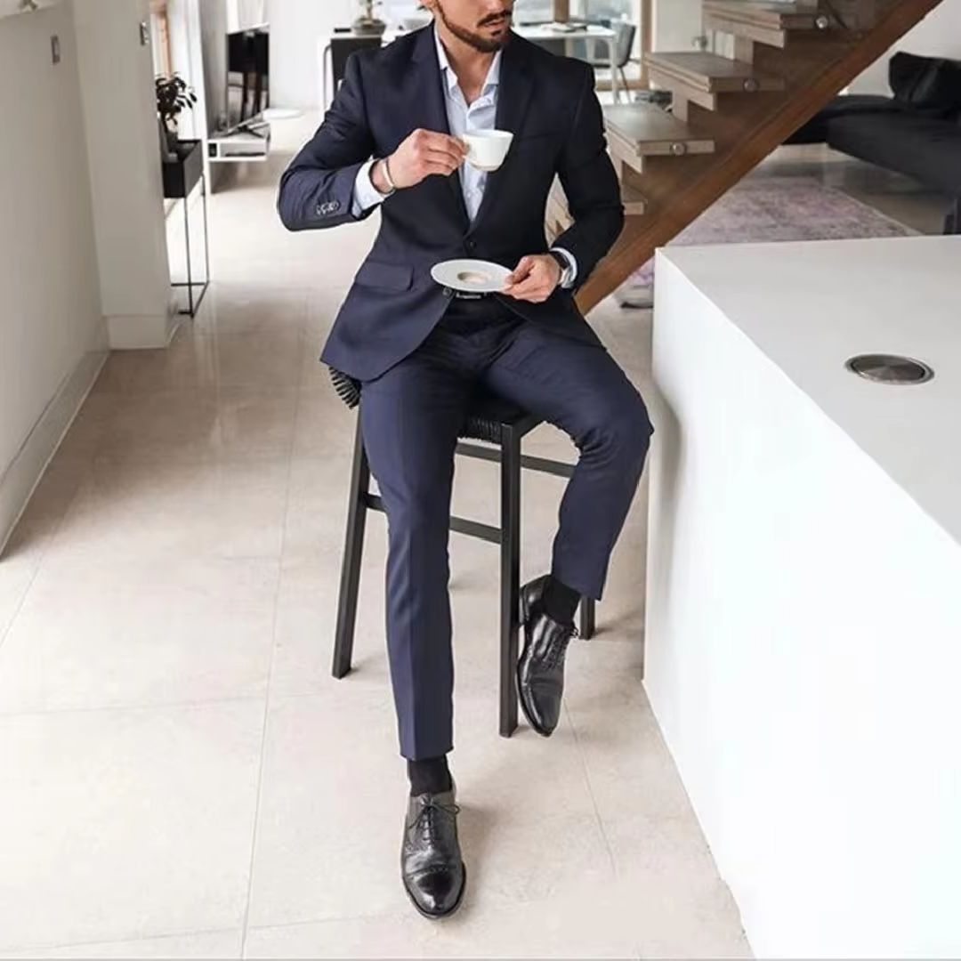Men'S Formal Dinner Wear - Costume de smoking bleu marine 2