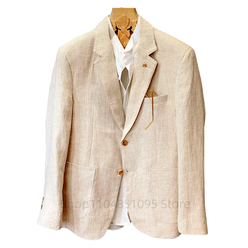 Blazers en lin beige pour homm - Men Formal Wear Top avis et prix