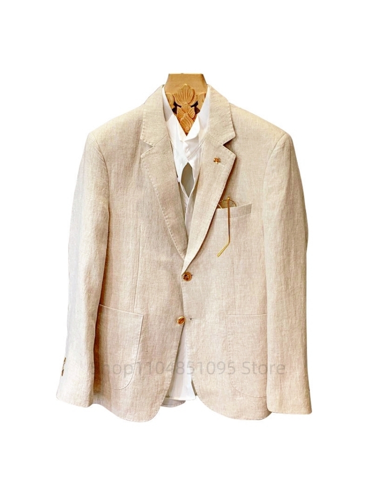 Blazers en lin beige pour homm - Men Formal Wear Top avis et prix